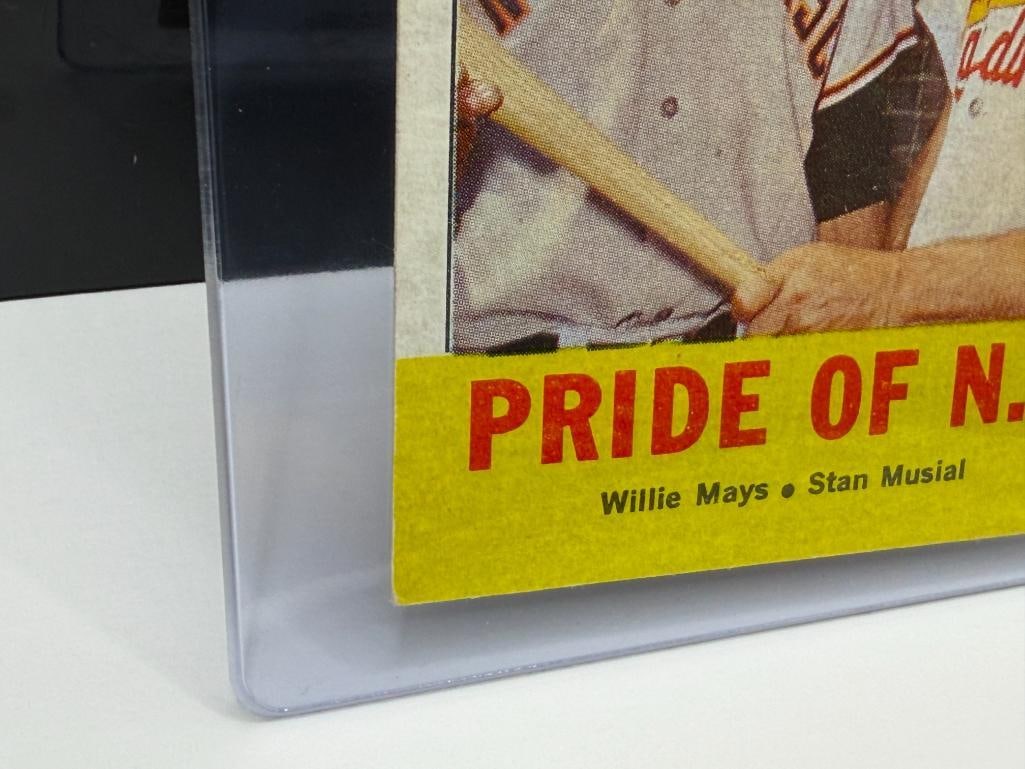 1963 TOPPS #138 PRIDE OF N.L. WILLIE MAYS AND STAN MUSIAL BASEBALL CARD - 5