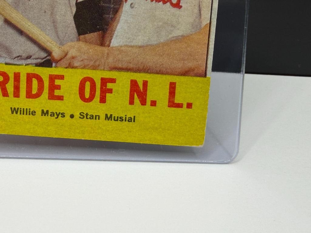 1963 TOPPS #138 PRIDE OF N.L. WILLIE MAYS AND STAN MUSIAL BASEBALL CARD - 6