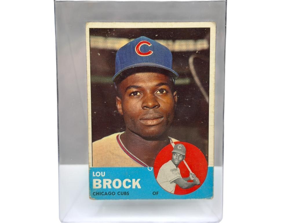 1963 TOPPS #472 LOU BROCK BASEBALL CARD: LOU BROCK, CHICAGO CUBS, HALL OF FAMER, RARE CARD, SEE PHOTOS FOR CONDITION, FROM THE ESTATE OF A LOCAL RENO, NV DOCTOR AT RENOWN WHO RAN BIG LEAGUE SPORTS MEDICINE BASEBALL CAMP FOR NEARLY 20 YE
