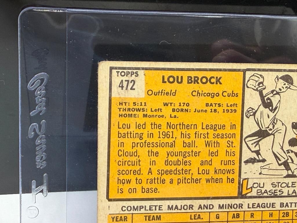 1963 TOPPS #472 LOU BROCK BASEBALL CARD - 9