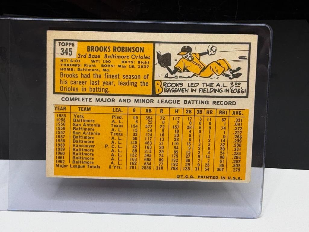 1963 TOPPS #345 BROOKS ROBINSON BASEBALL CARD - 8