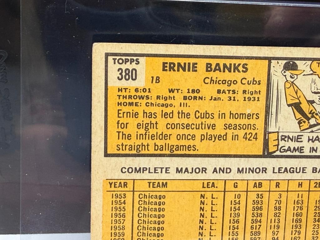 1963 TOPPS #380 ERNIE BANKS BASEBALL CARD - 9