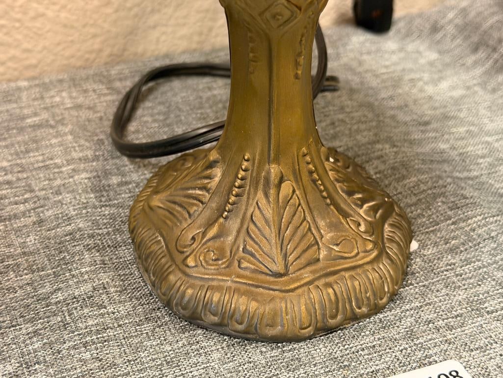 STAINED GLASS FLORAL ACCENT TABLE LAMP TIFFANY STYLE - 7