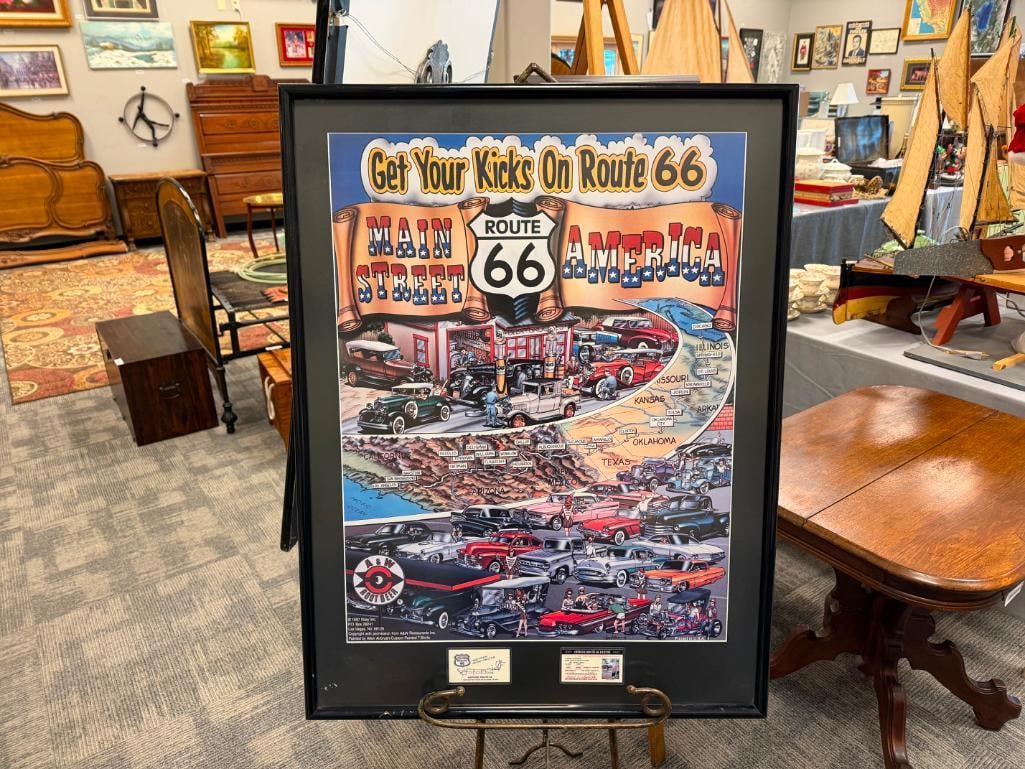 1997 A&W ROOTBEER ILLUSTRATED ROUTE 66 ADVERTISEMENT POSTER BY ALLEN - 2
