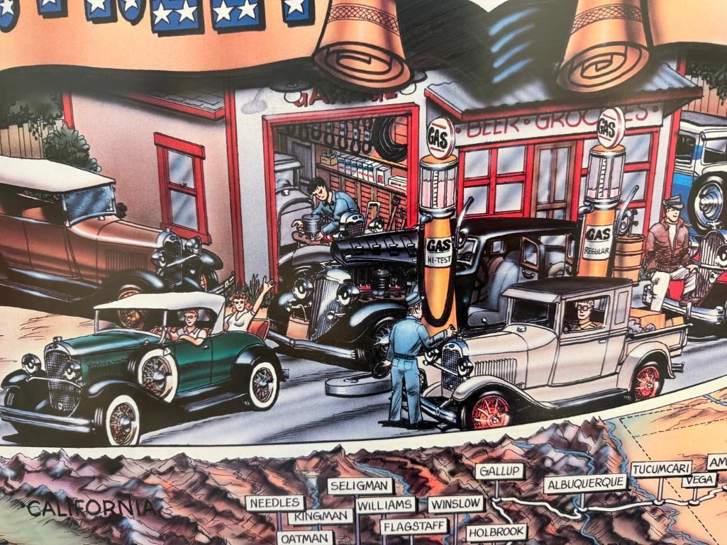 1997 A&W ROOTBEER ILLUSTRATED ROUTE 66 ADVERTISEMENT POSTER BY ALLEN - 8