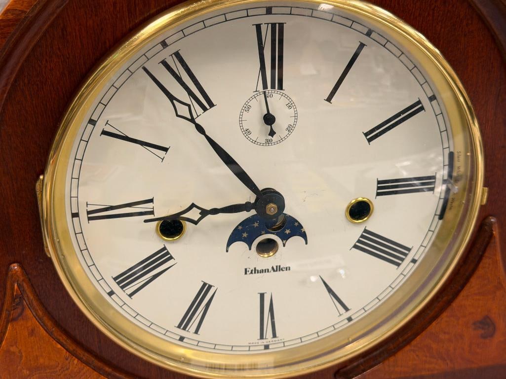 ETHAN ALLEN MOON PHASE ANALOG MANTLE CLOCK IN CHERRY WOOD FINISH MADE IN GERMANY - 3