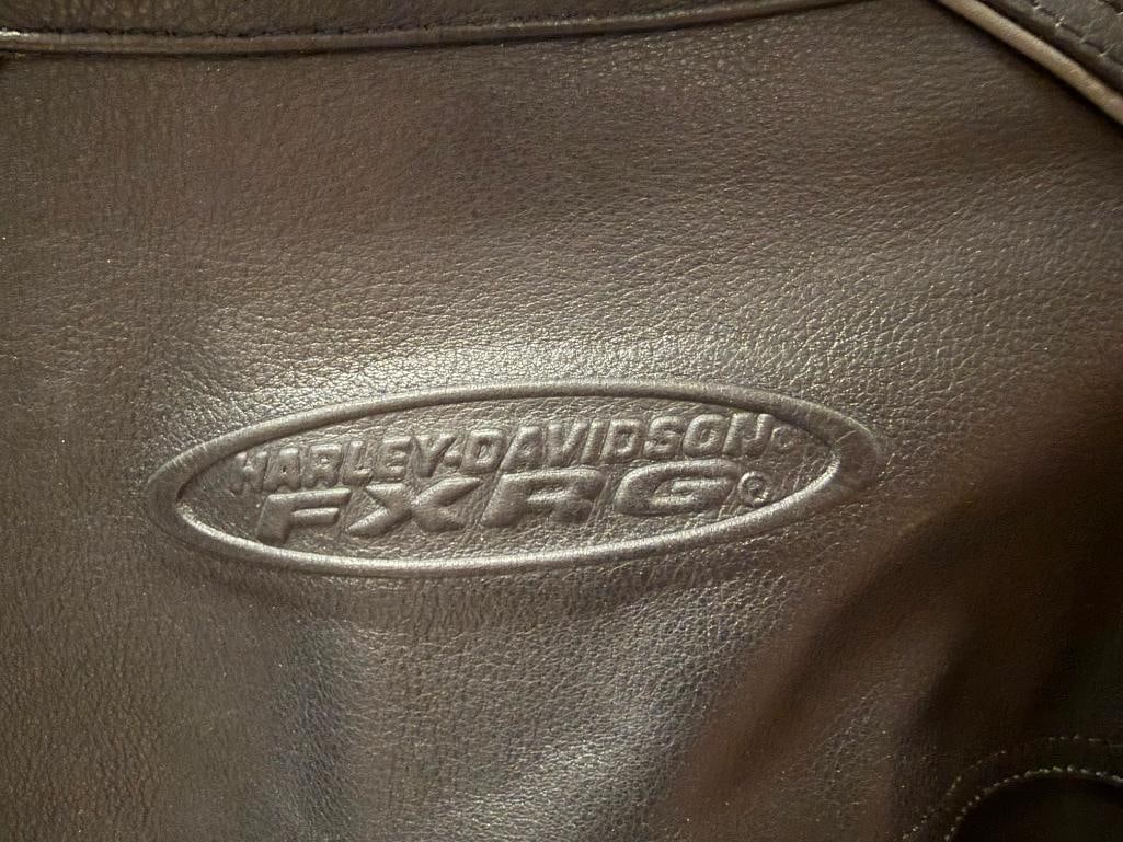 HARLEY DAVIDSON MOTORCYCLES FXRG GENUINE BLACK LEATHER RIDING JACKET, BACK BRACE, RIDING PANTS, ETC - 10