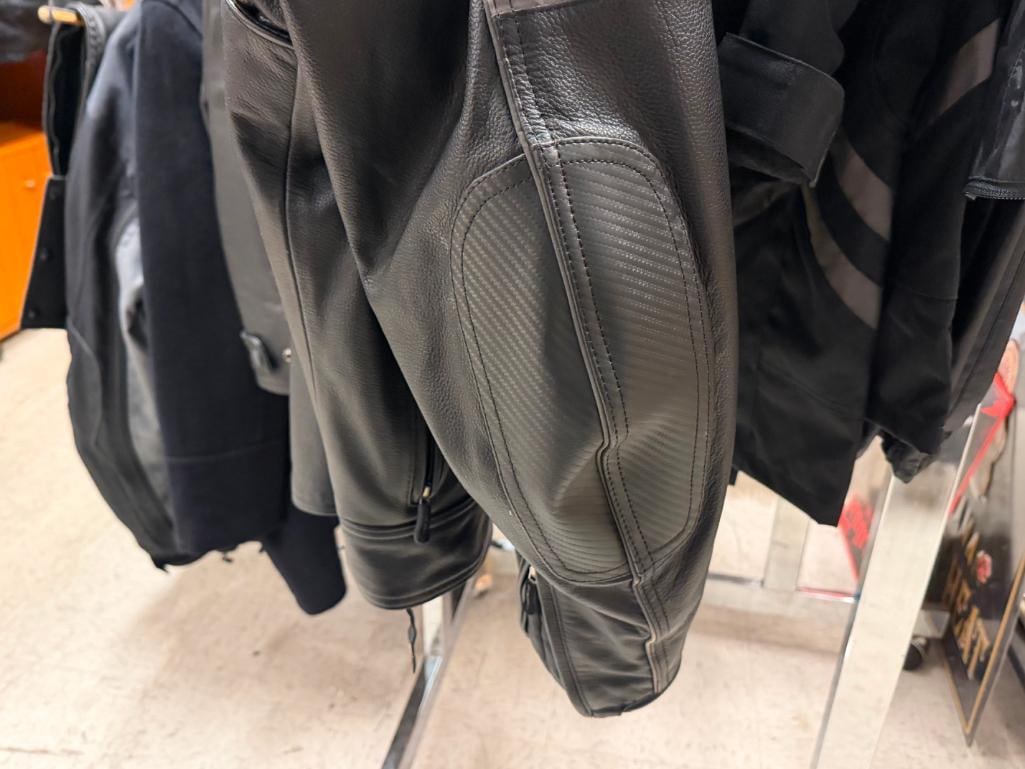 HARLEY DAVIDSON MOTORCYCLES FXRG GENUINE BLACK LEATHER RIDING JACKET, BACK BRACE, RIDING PANTS, ETC - 11