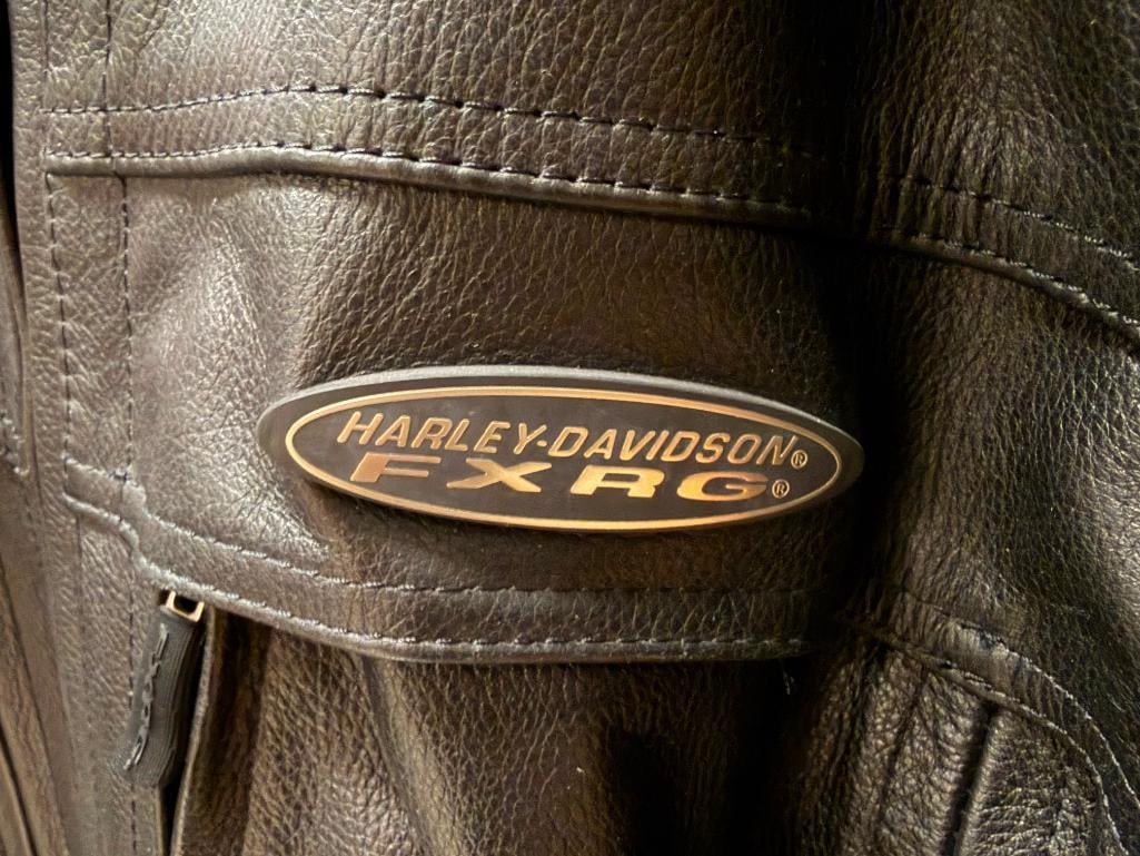 HARLEY DAVIDSON MOTORCYCLES FXRG GENUINE BLACK LEATHER RIDING JACKET, BACK BRACE, RIDING PANTS, ETC - 3