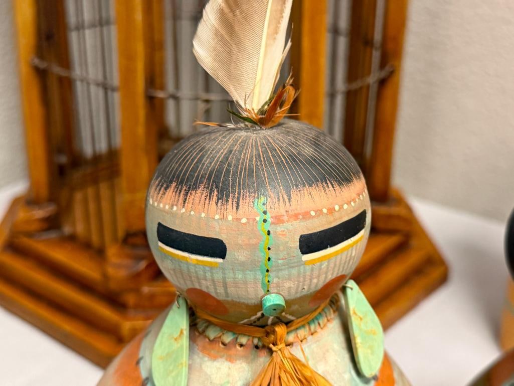 ROBERT RIVERA NATIVE AMERICAN ARTIST SOUTHEWESTERN POLYCHROME GOURD FIGURAL SCULPTURES - 3