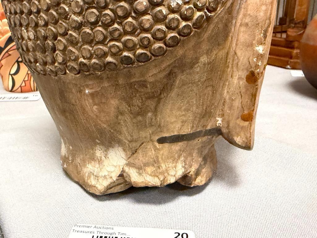 HEAVY CONCRETE GOLD GILT BUDDHA HEAD SCULPTURE OVER 20 POUNDS - 7