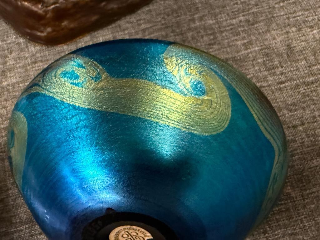 TIFFANY STUDIOS TGDCO FAVRILE GLASS CO. IRIDESCENT HAND BLOWN ART GLASS BOWL ART NOUVEAU STYLED - 6
