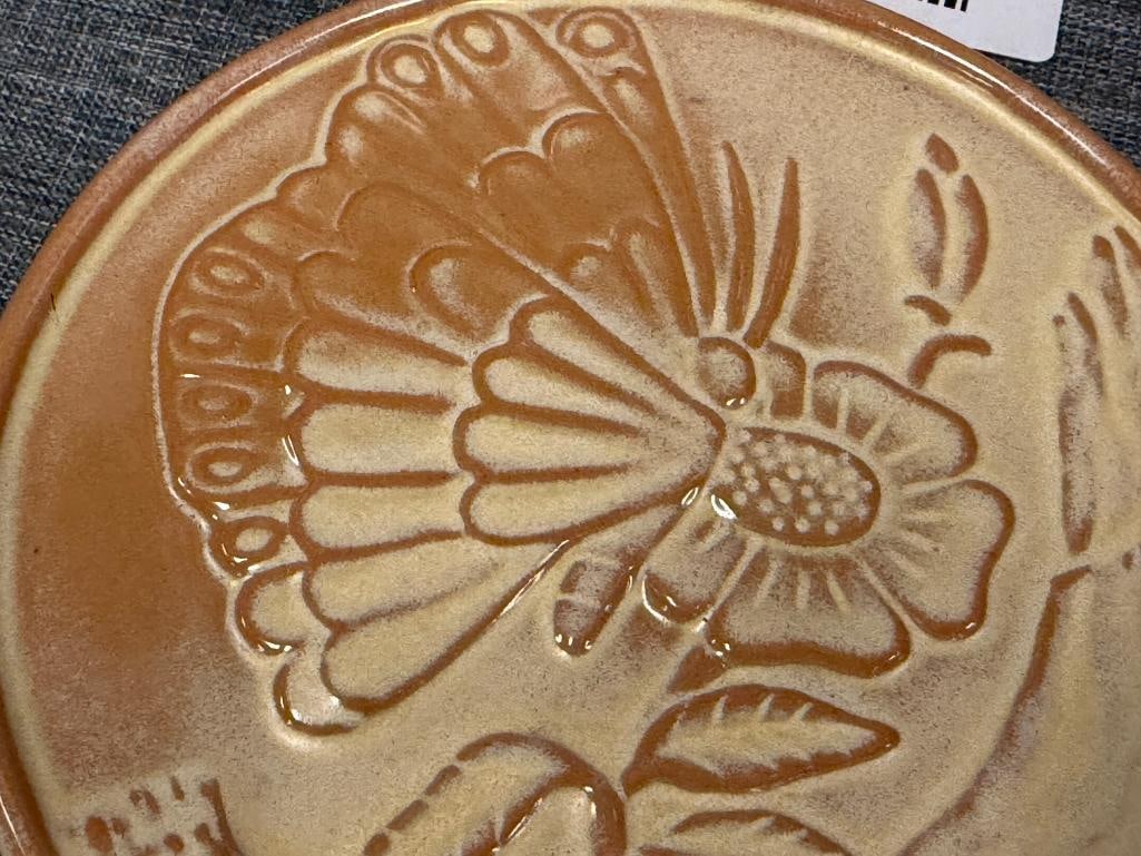 FRANKOMA DESERT GOLD GLAZE BUTTERFLY TRIVET ART POTTERY - 2