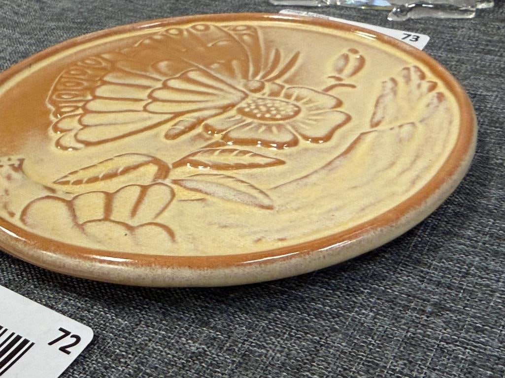 FRANKOMA DESERT GOLD GLAZE BUTTERFLY TRIVET ART POTTERY - 3