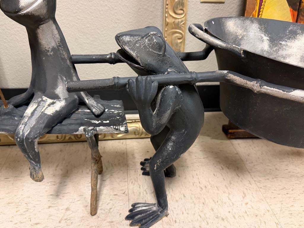 TWO SPI HOME " FROG FRIENDS " CAST ALUMINUM GARDEN YARD ART SCULPTURES INCLUDING VINTAGE MARBLES - 11