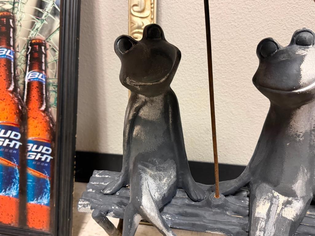 TWO SPI HOME " FROG FRIENDS " CAST ALUMINUM GARDEN YARD ART SCULPTURES INCLUDING VINTAGE MARBLES - 4