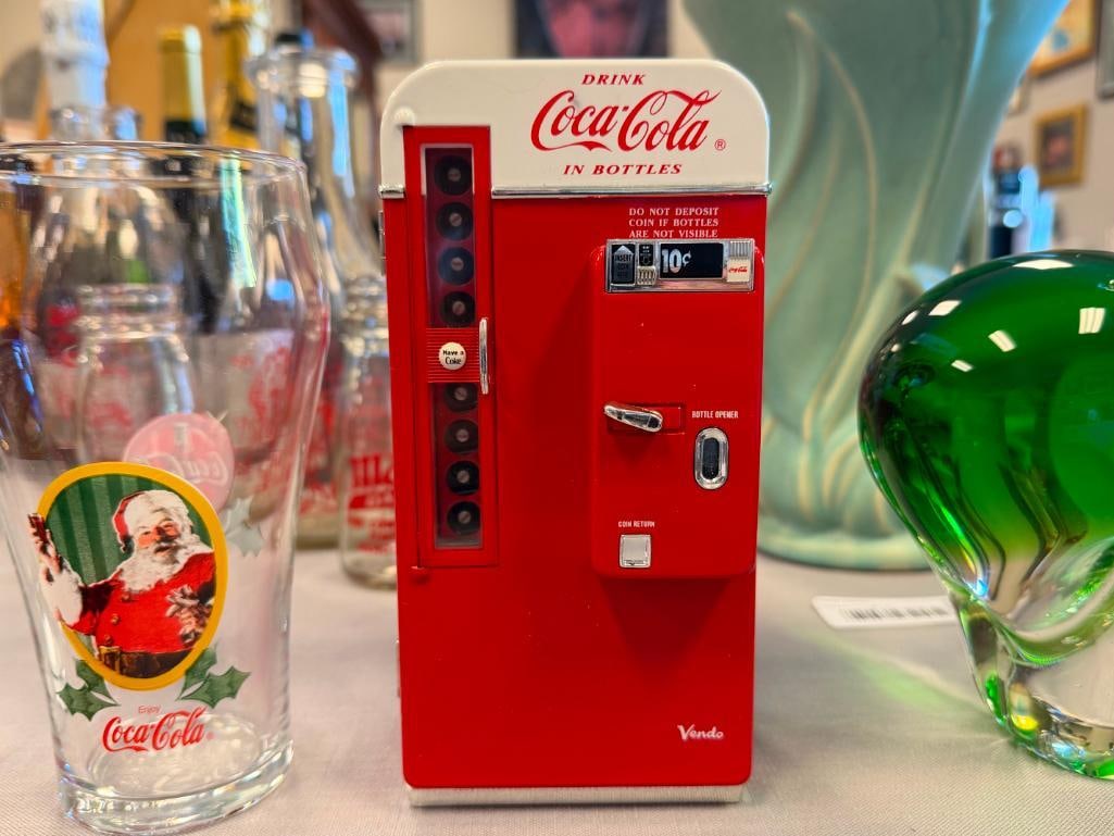 COCA-COLA COLLECTIBLES DRINKING GLASSES, DIE-CAST VENDING MACHINE MODEL, MINIATURE SIX PACK - 14