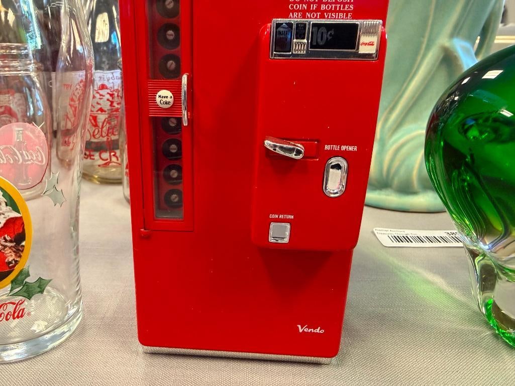 COCA-COLA COLLECTIBLES DRINKING GLASSES, DIE-CAST VENDING MACHINE MODEL, MINIATURE SIX PACK - 16