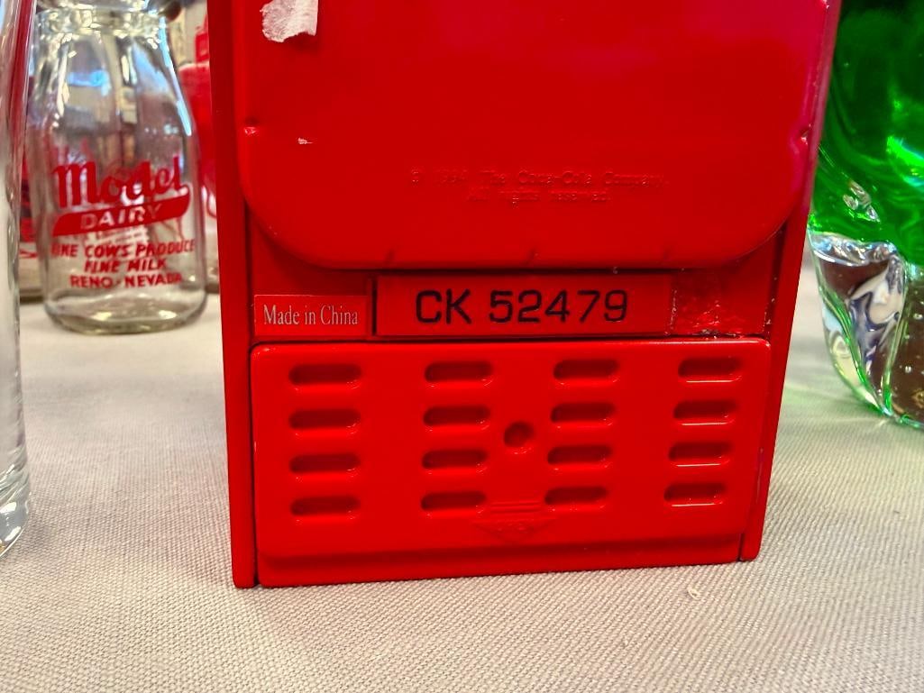COCA-COLA COLLECTIBLES DRINKING GLASSES, DIE-CAST VENDING MACHINE MODEL, MINIATURE SIX PACK - 18