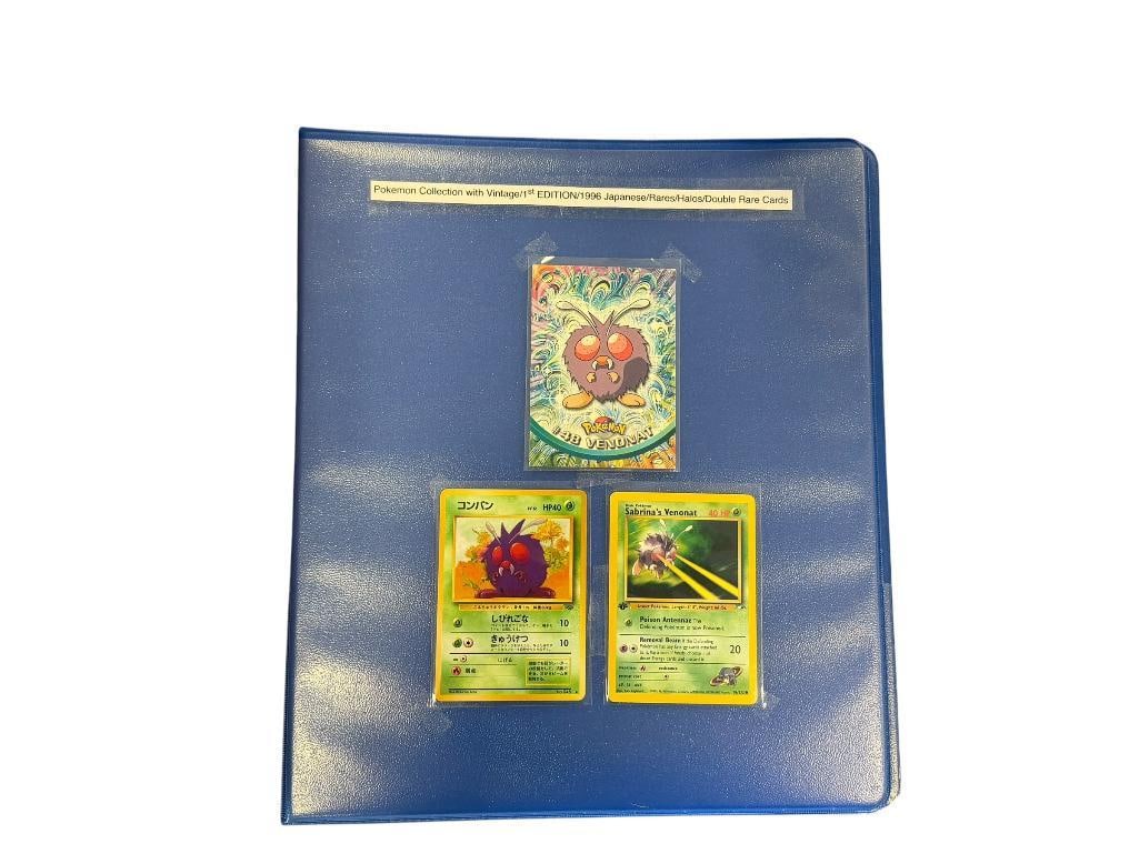 1999 - 2005 POKEMON GAME TRADING CARDS HALO / FOIL CARDS, FIRST EDITIONS, JAPANESE TEXT, DUPLICATES: OVER 120 CARDS, BINDER INCLUDED