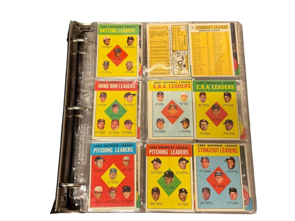 1963 TOPP BASEBALL CARD SET NEAR COMPLETE WITH STARS, HALL OF FAMERS, ROOKIE CARDS: NEAR COMPLETE 1963 TOPPS SET, MISSING #2, 3, 115, 120, 138, 173, 200, 210, 242, 250, 300, 340, 345, 380, 390, 412, 415, 472, 490, 500, 540, 537, 553, 310, 238, 228, 440, FROM THE ESTATE OF A LOCA