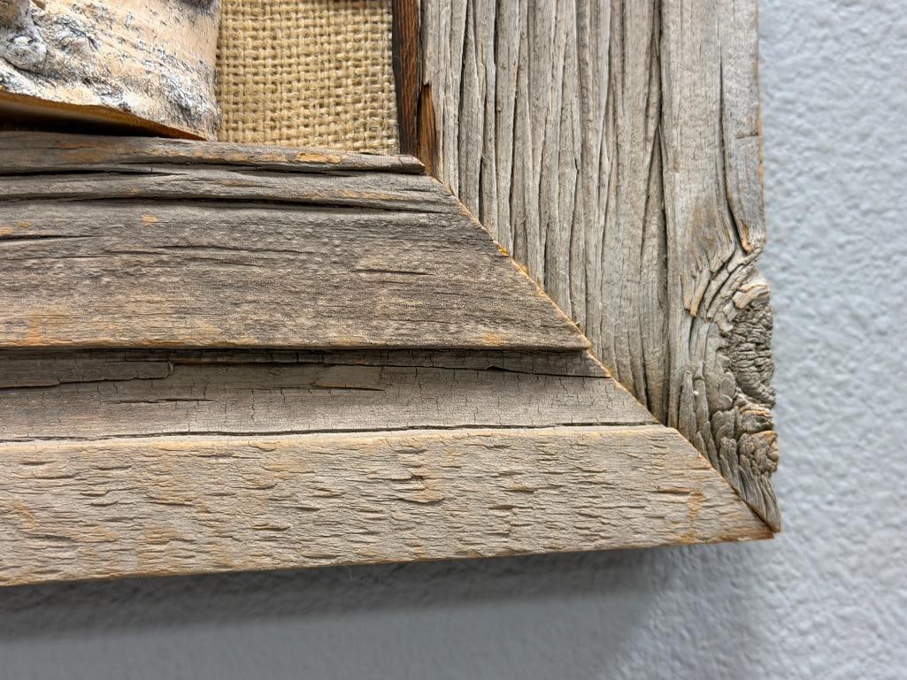 RUSTIC WESTERN DISPLAY FEATURING TEN DIFFERENT TYPES OF BARBWIRE FROM THE LATE 1800'S - 8