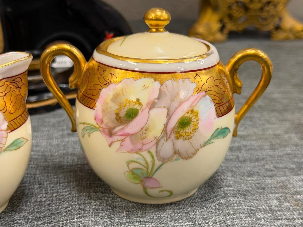 W.A. PICKARD CHINA HAND PAINTED PORCELAIN CREAMER AND SUGAR - 2