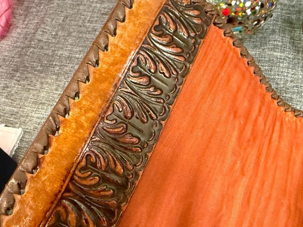 THREE HAND CRAFTED LEATHER BOOK COVERS WITH DIFFERENT DESIGNS - 6