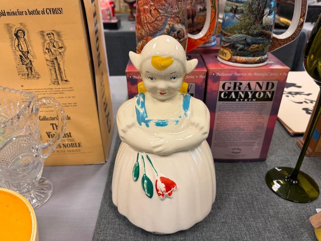VINTAGE STUDIO ART POTTERY CERAMIC DUTCH GIRL FIGURAL COOKIE JAR HAND PAINTED - 2