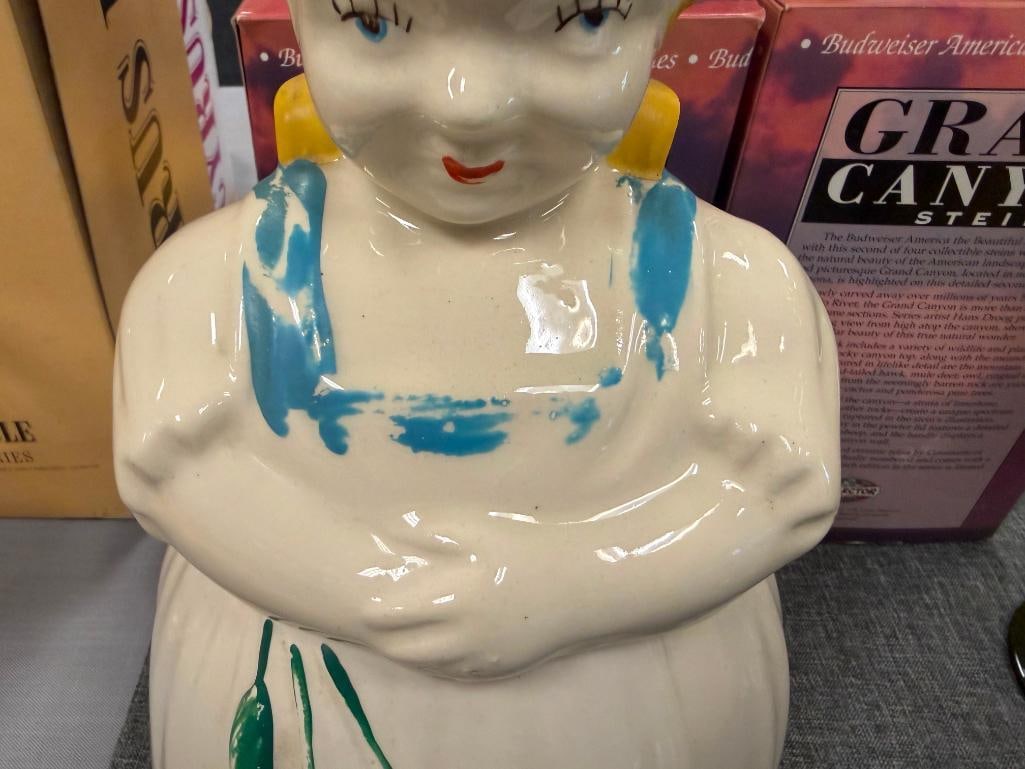 VINTAGE STUDIO ART POTTERY CERAMIC DUTCH GIRL FIGURAL COOKIE JAR HAND PAINTED - 4