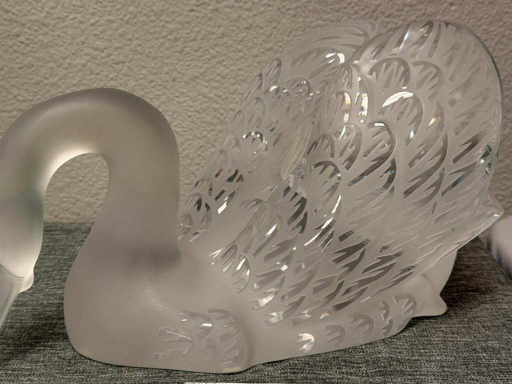 IMPRESSIVE LALIQUE FIE CRYSTAL SWAN DESIGNED BY RENE LALIQUE RESEMBLES CLASSIC CYGNE TETE HAUTE - 2