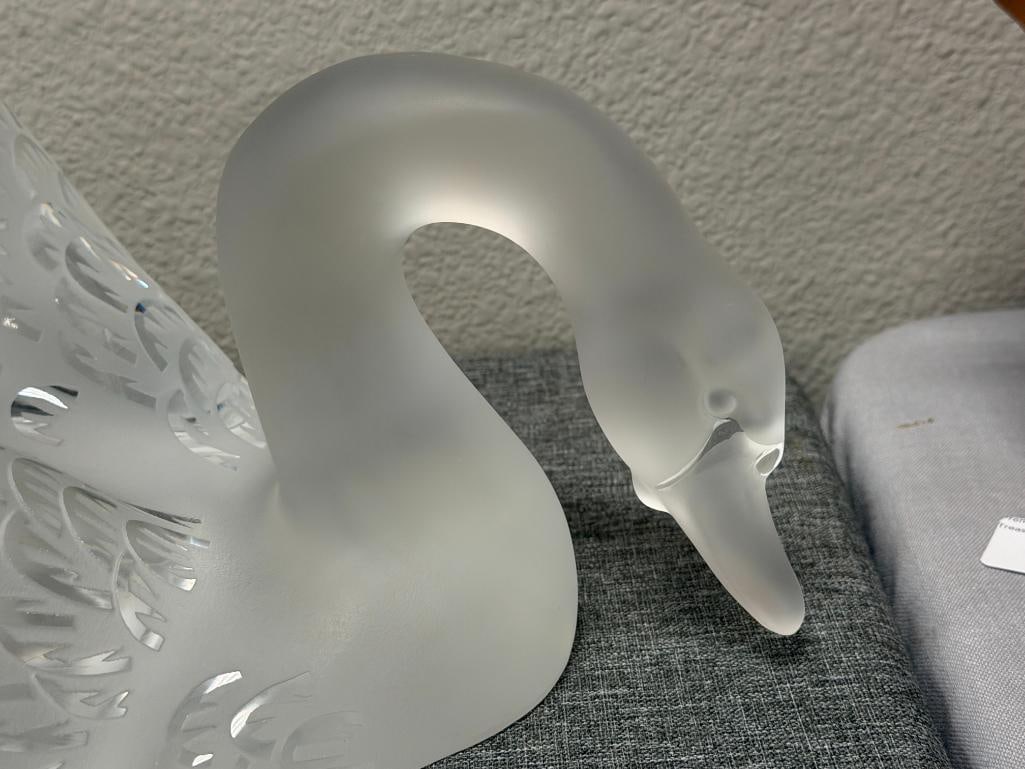 IMPRESSIVE LALIQUE FIE CRYSTAL SWAN DESIGNED BY RENE LALIQUE RESEMBLES CLASSIC CYGNE TETE HAUTE - 5