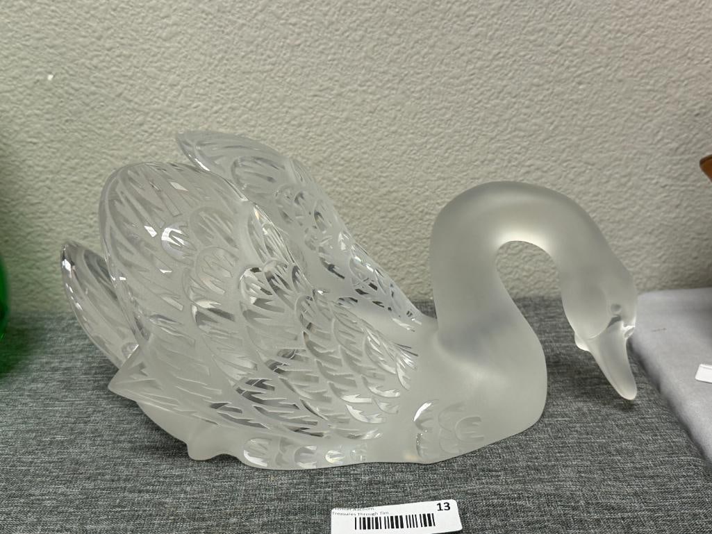 IMPRESSIVE LALIQUE FIE CRYSTAL SWAN DESIGNED BY RENE LALIQUE RESEMBLES CLASSIC CYGNE TETE HAUTE - 6