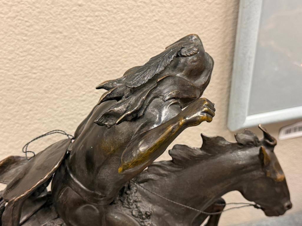 FREDERIC REMINGTON RENOWNED WESTERN ARTIST RESTRIKE BRONZE SCULPTURE THE CHEYENNE - 13