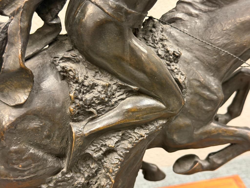 FREDERIC REMINGTON RENOWNED WESTERN ARTIST RESTRIKE BRONZE SCULPTURE THE CHEYENNE - 14