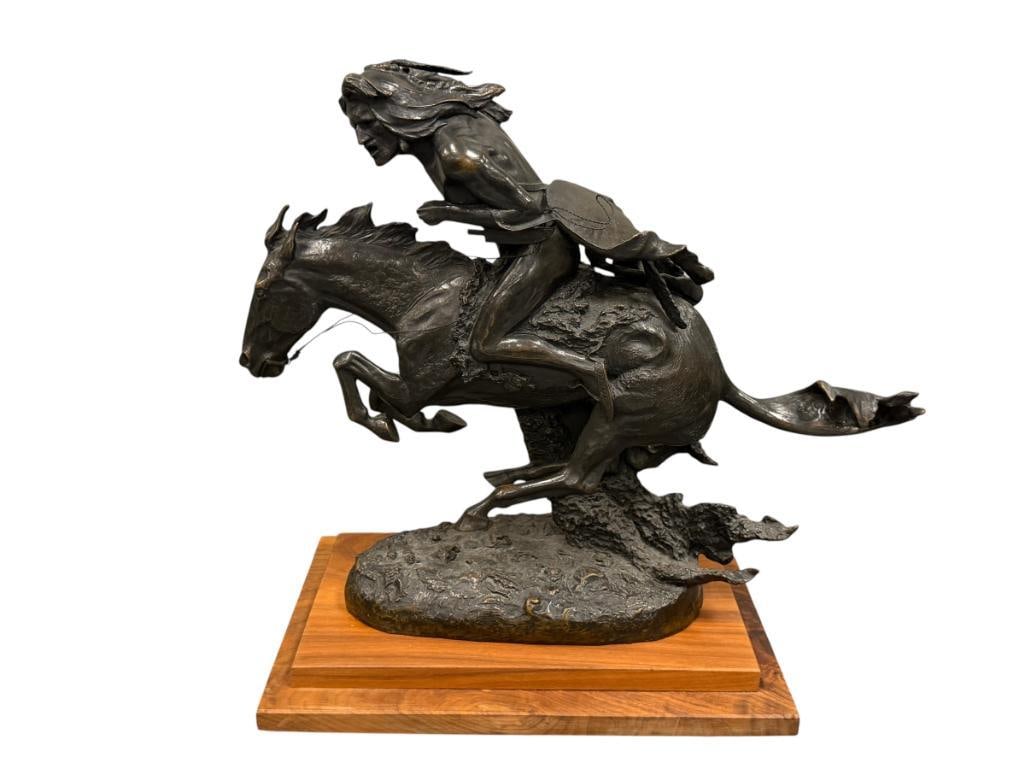 FREDERIC REMINGTON RENOWNED WESTERN ARTIST RESTRIKE BRONZE SCULPTURE THE CHEYENNE (1 of 15)