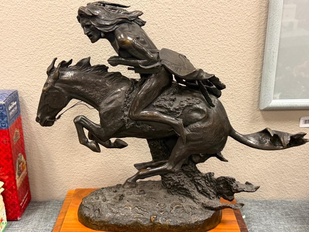 FREDERIC REMINGTON RENOWNED WESTERN ARTIST RESTRIKE BRONZE SCULPTURE THE CHEYENNE - 2