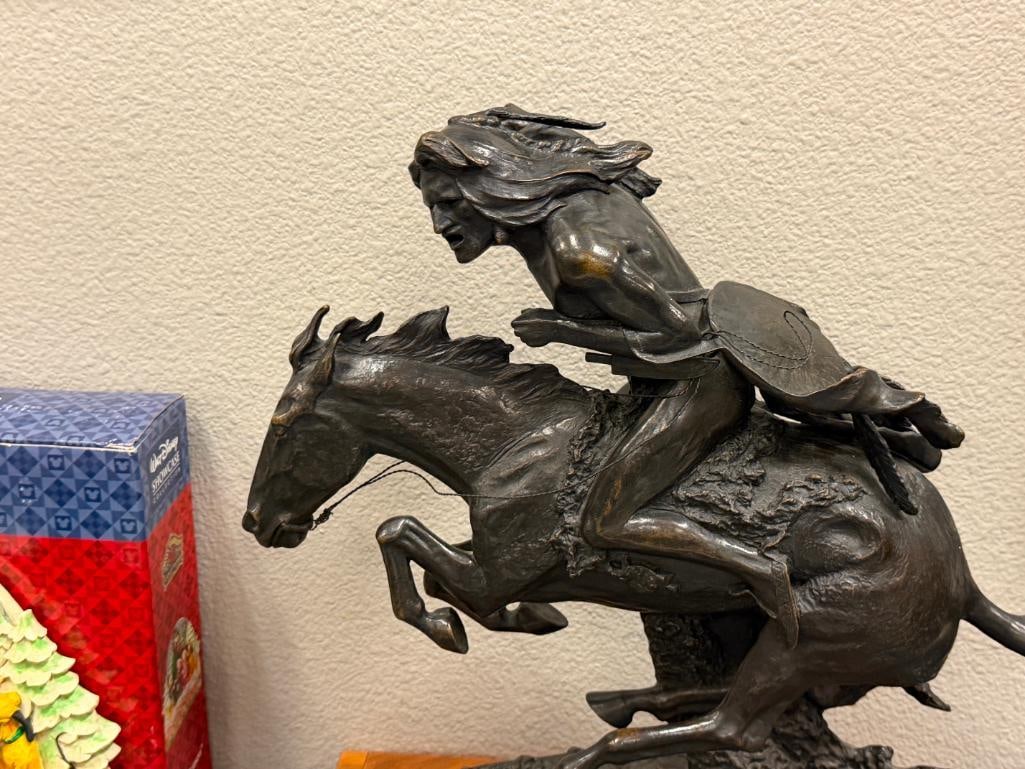 FREDERIC REMINGTON RENOWNED WESTERN ARTIST RESTRIKE BRONZE SCULPTURE THE CHEYENNE - 3