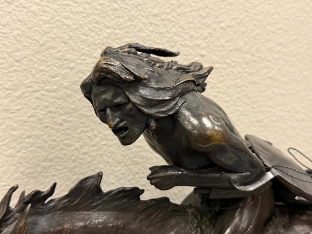 FREDERIC REMINGTON RENOWNED WESTERN ARTIST RESTRIKE BRONZE SCULPTURE THE CHEYENNE - 4