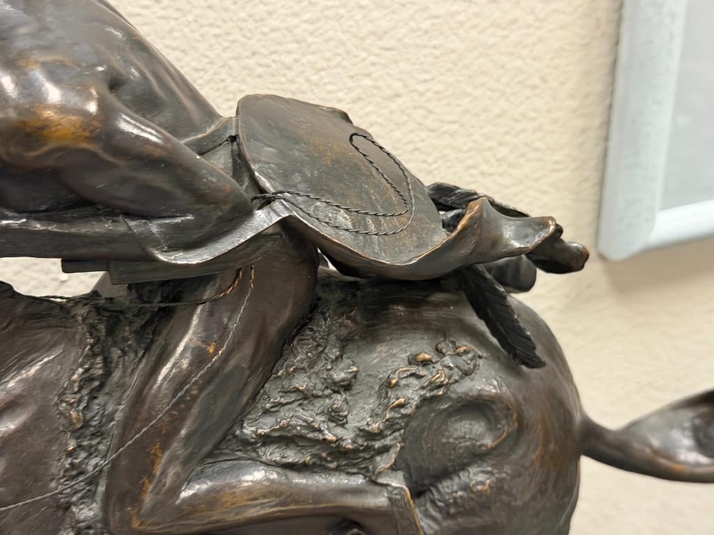 FREDERIC REMINGTON RENOWNED WESTERN ARTIST RESTRIKE BRONZE SCULPTURE THE CHEYENNE - 6