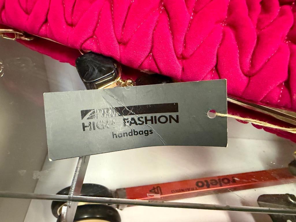 HIGH FASHION HANDBAGS GENUINE LEATHER PINK PURSE - 4