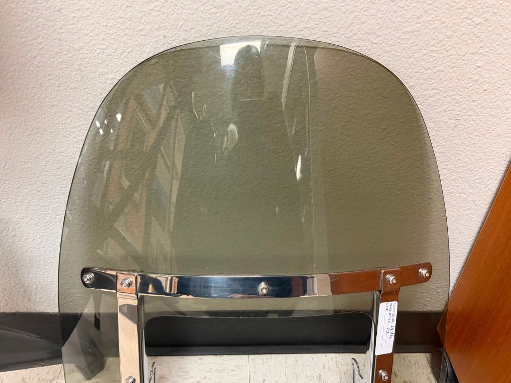 TINTED MOTOCYCLE WINDSHIELD LEXAN SHEET FEATURING CHROME MOUNTING AND BRACKETS - 6
