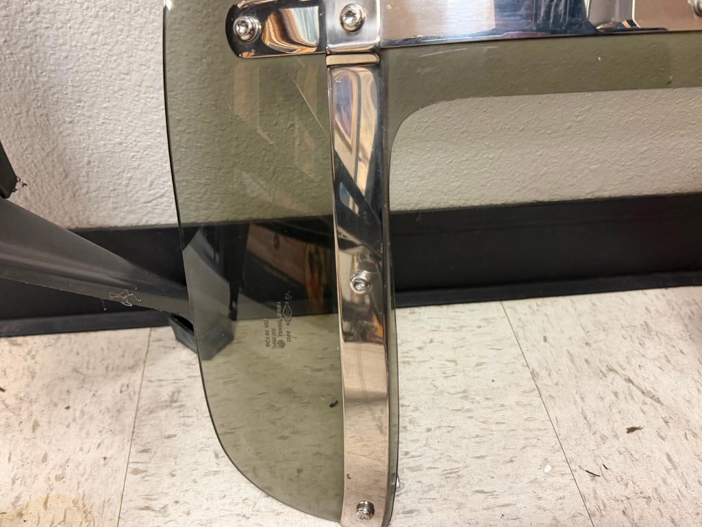 TINTED MOTOCYCLE WINDSHIELD LEXAN SHEET FEATURING CHROME MOUNTING AND BRACKETS - 7