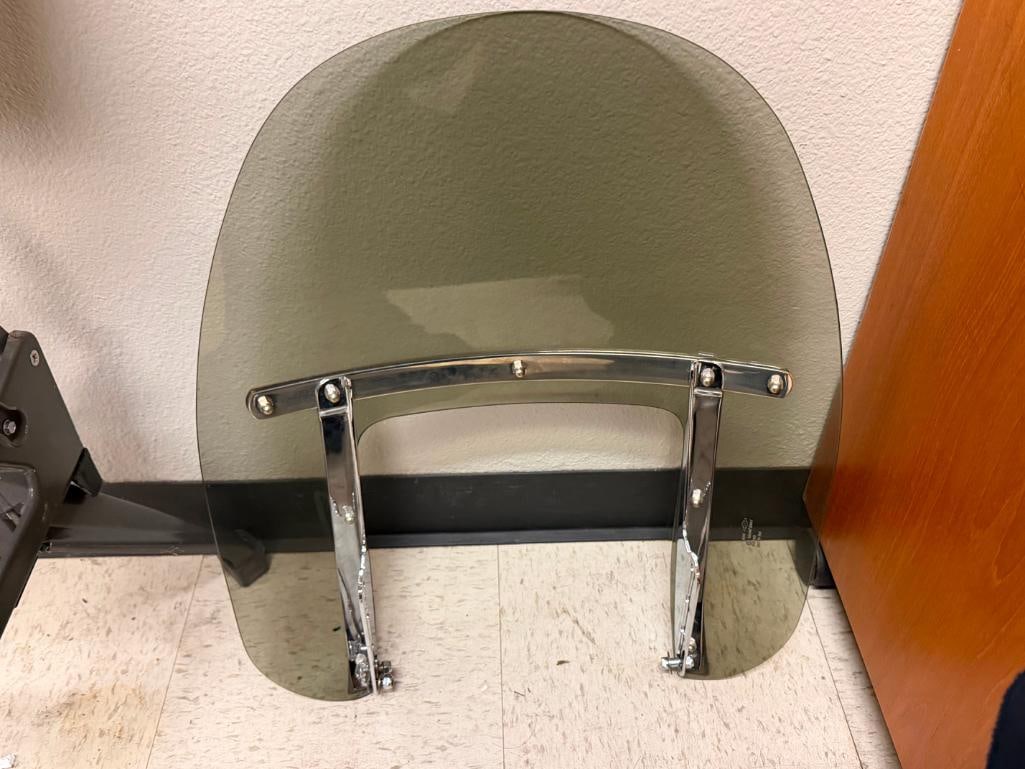 TINTED MOTOCYCLE WINDSHIELD LEXAN SHEET FEATURING CHROME MOUNTING AND BRACKETS - 9