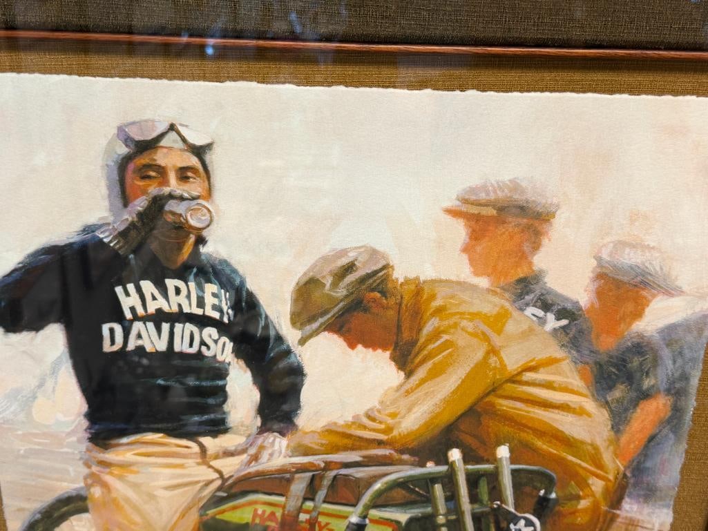 DAVID UHL AMERICAN MOTORCYLE ARTIST LIMITED EDITION GICLEE ON CANVAS TITLED BREAK FROM THE BOARDS - 4