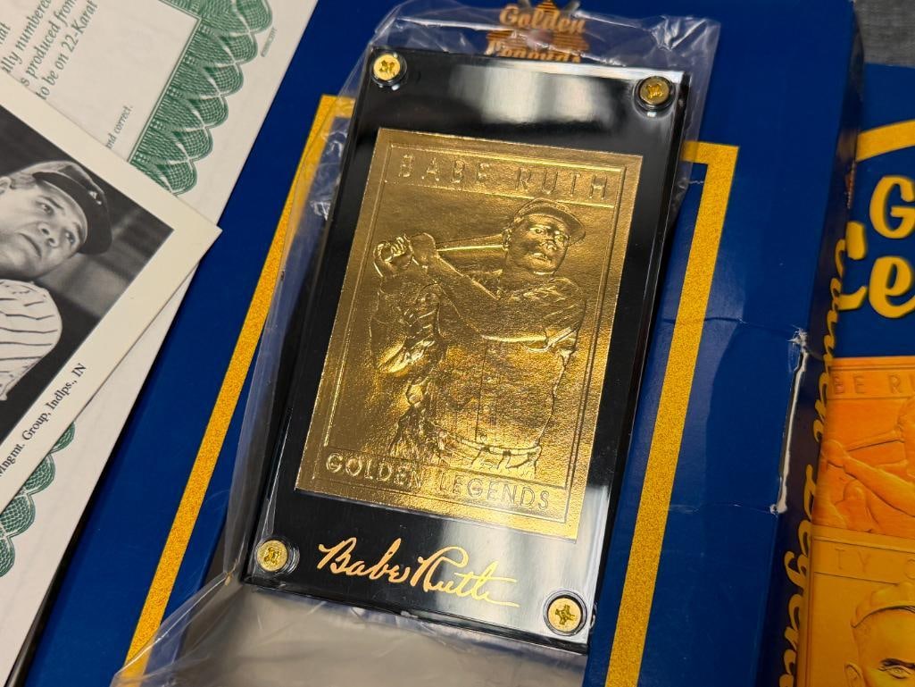 GOLDEN LEGENDS OF BASEBALL GOLD FINISH CARDS WITH STANDS - 4