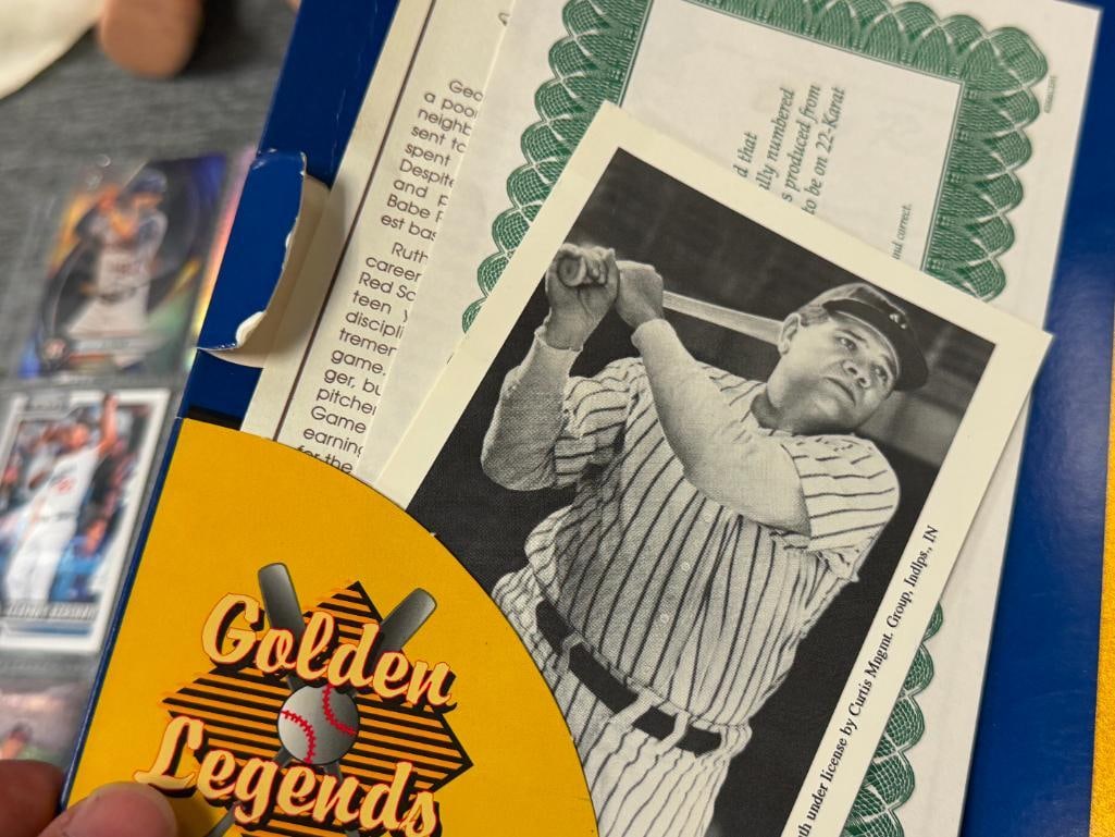 GOLDEN LEGENDS OF BASEBALL GOLD FINISH CARDS WITH STANDS - 6