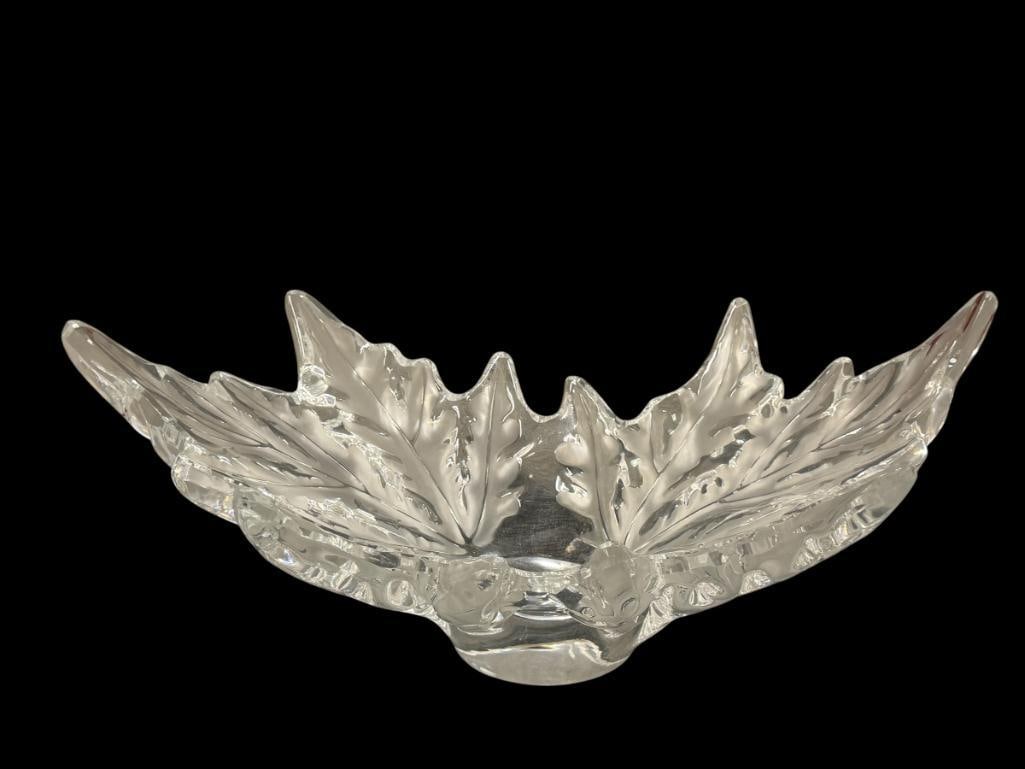STRIKING LARGE LALIQUE CRYSTAL CHAMPS-ELYSEES CENTERPIECE LEAF BOWL DESIGNED BY MARC LALIQUE 1951 (1 of 9)