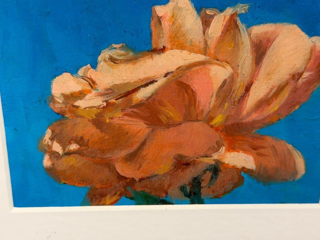 GUNNAR ANDERSON CALIFORNIA ARTIST ORIGINAL OIL ON BOARD MINIATURE PAINTING FLOWER - 3