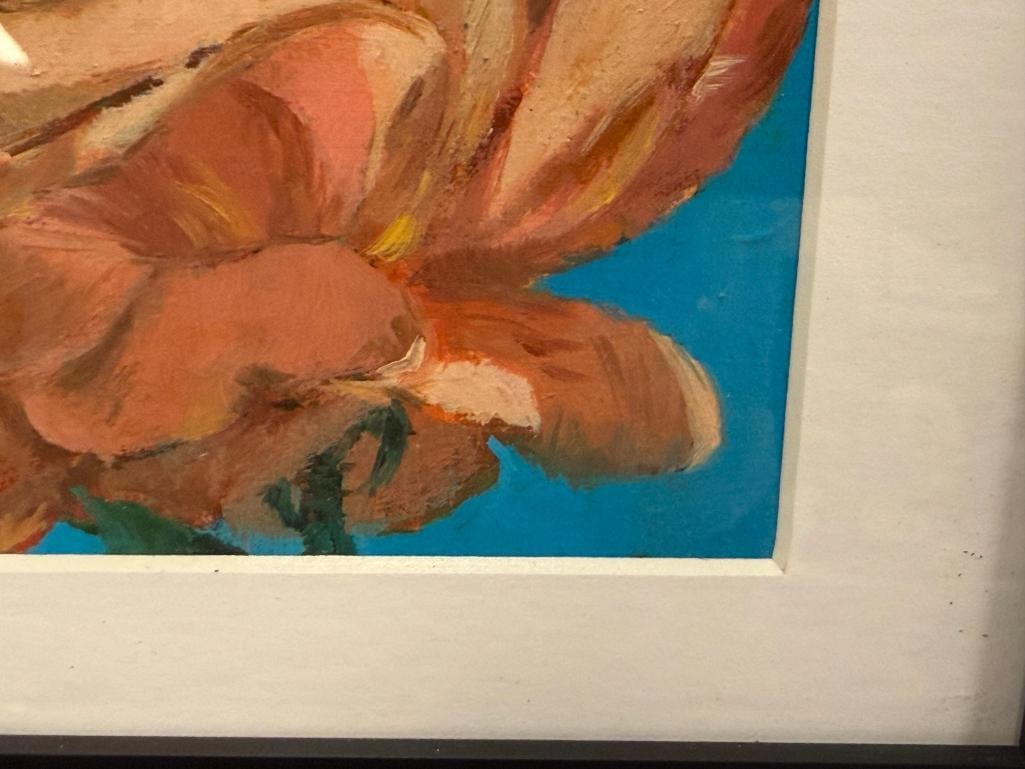 GUNNAR ANDERSON CALIFORNIA ARTIST ORIGINAL OIL ON BOARD MINIATURE PAINTING FLOWER - 4